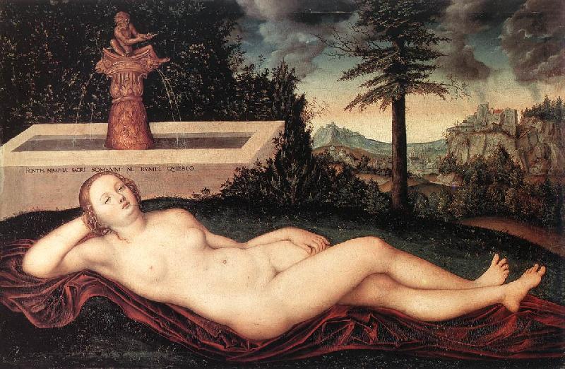 Reclining River Nymph at the Fountain fdg, CRANACH, Lucas the Elder